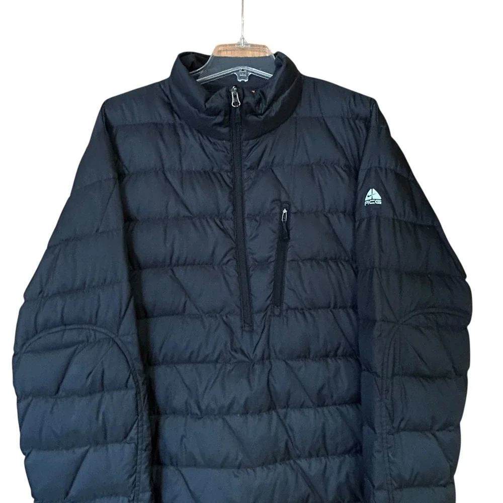 Nike ACG Men's Quilted Half-Zip Jacket Size XL Black Goose Down Outdoor Gorpcore